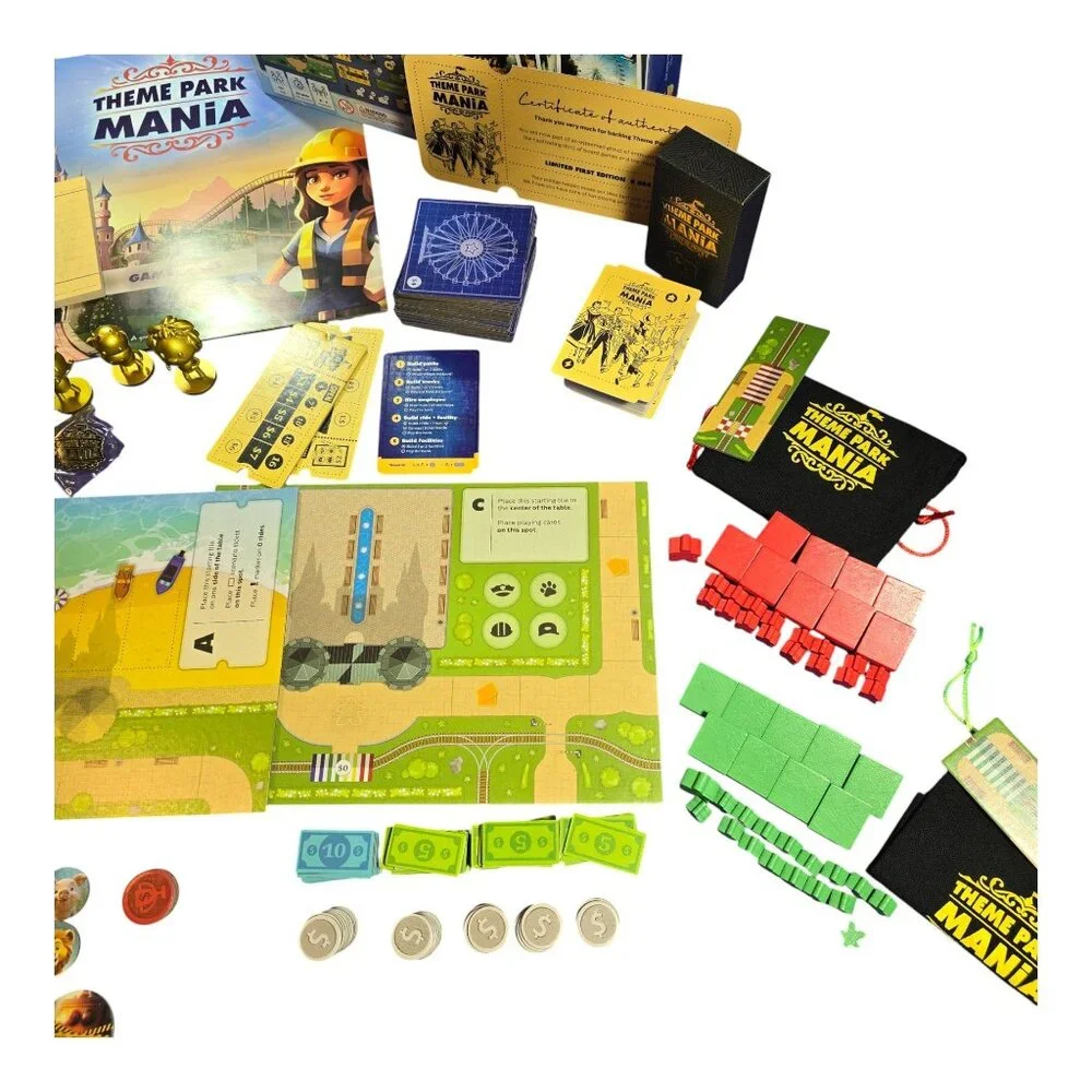 Theme Park Mania Board Game Limited First Edition Strategy Game With Accessories